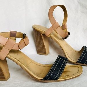 Miu Miu Natural Leather Blue Denim sandal